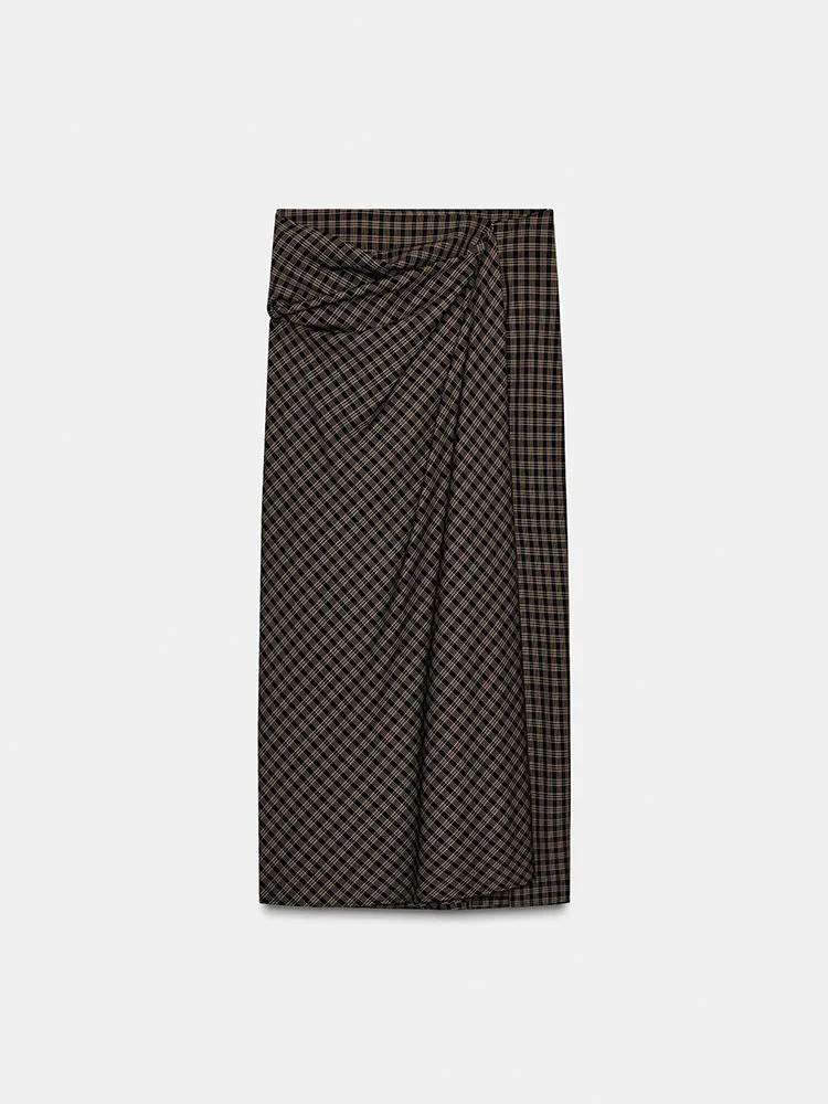 تنورة شتوية جديدة راقية للنساء بتصميم جمالي بطيات متوسطة الخصر مثالية للمرحلة والارتداء العرقي