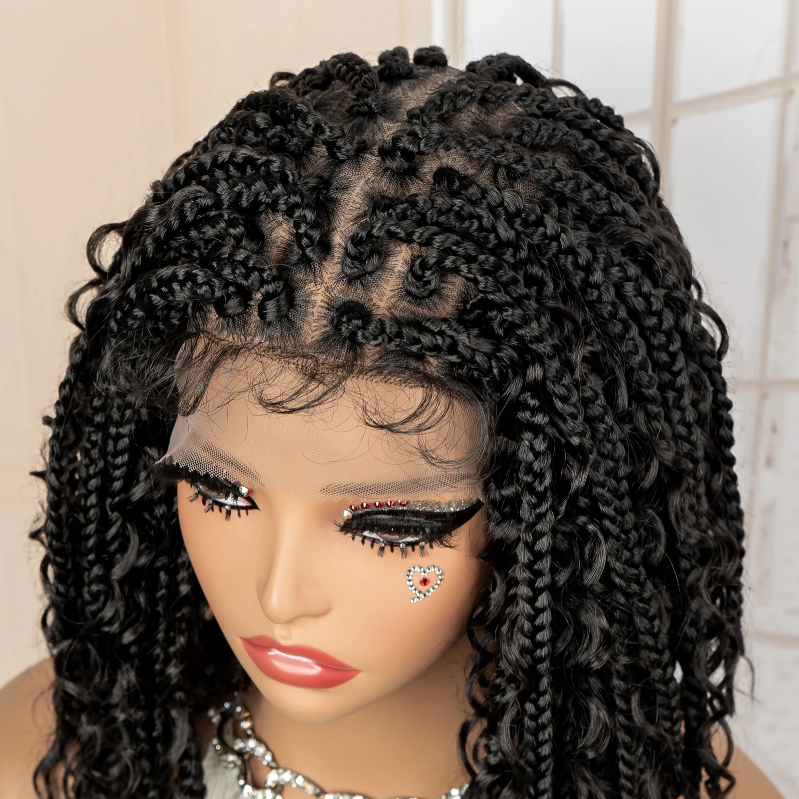 14 inch synthetische korte boho gevlochten pruiken full lace vierkante knooploze box vlechten pruik gehaakte vlechten pruik voor zwarte vrouwen