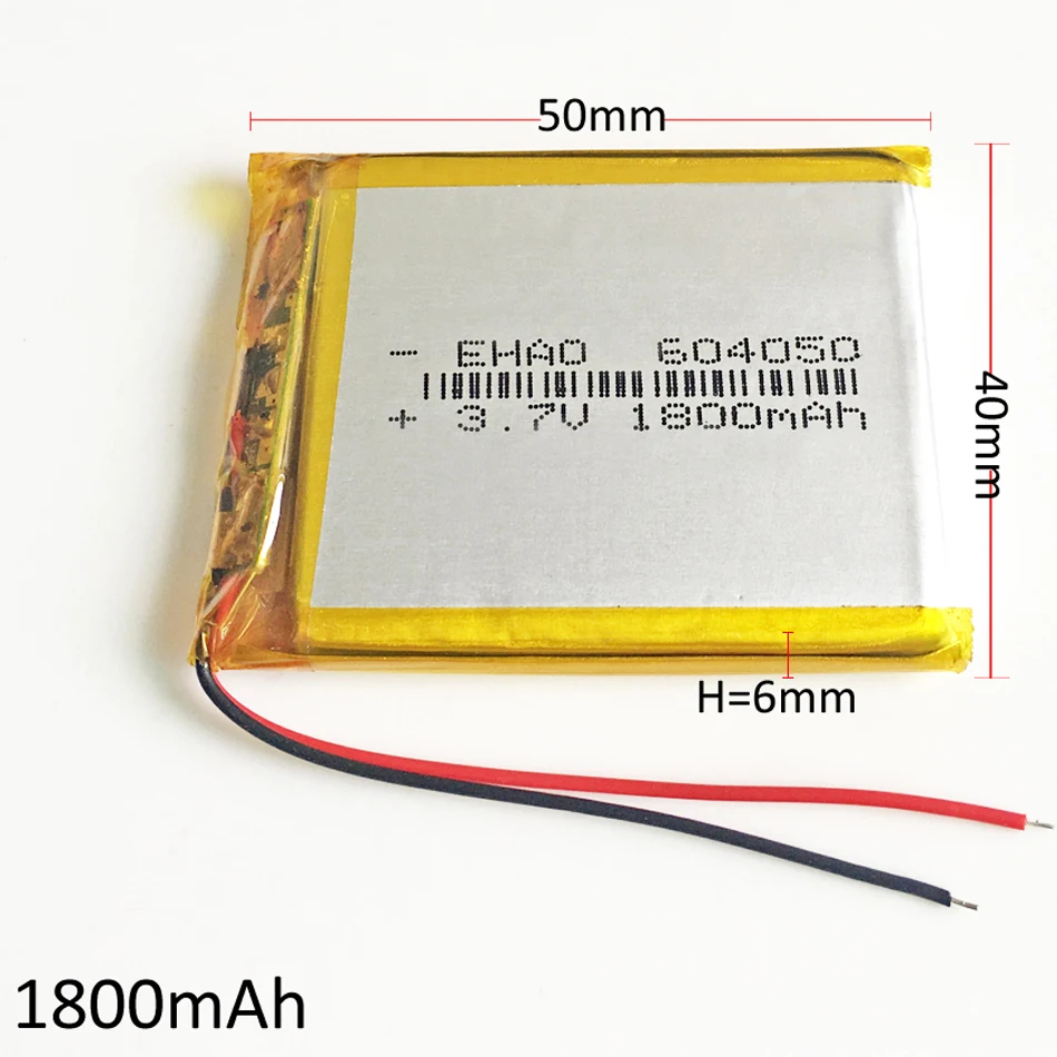 604050 3.7V 1800mAh lipo polymer lithium rechargeable battery cells for MP3 GPS navigator DVD power bank Tablet PC keyboard PAD