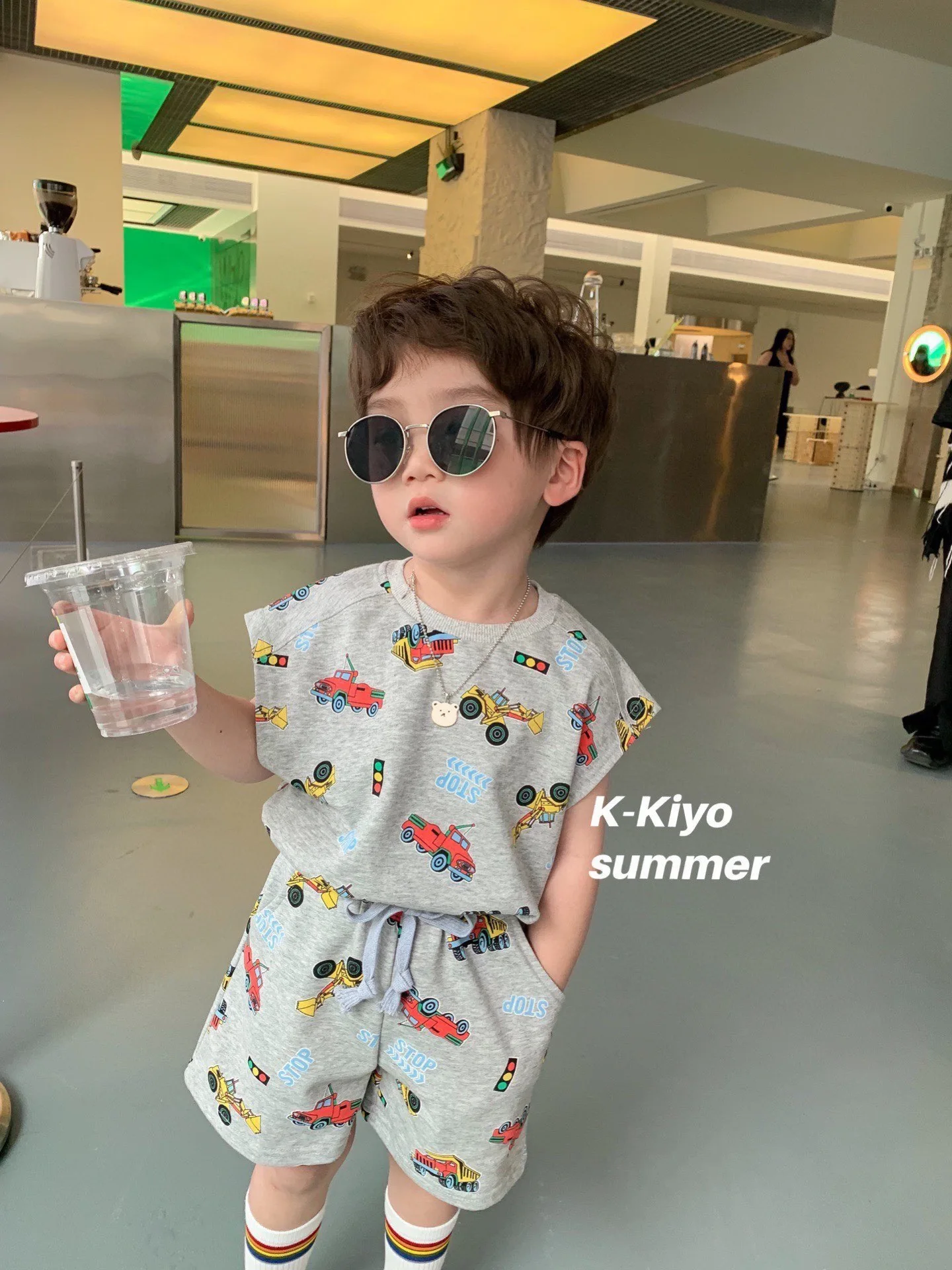 2024 Summer Cartoon Print Children\'s Sets Korea Style  Boys Clothes Baby Girl Clothes Baby Girl Outfit Set Vest Shorts 2Pcs Set