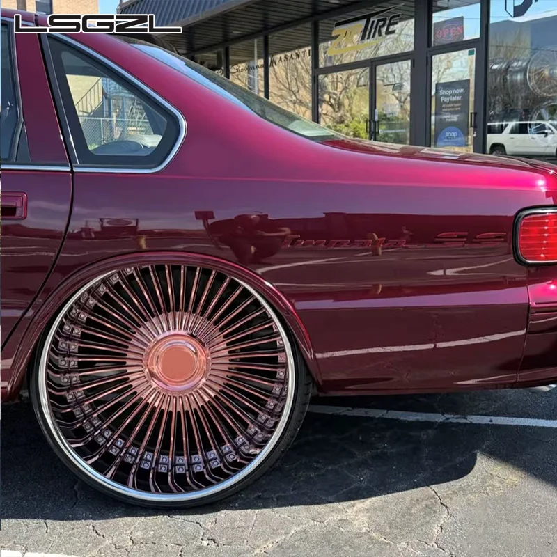 20-24 Inch 2/3 Pieces Custom Forged Alloy Wheels Rose Gold Finish 5x114.3 5x120 5x127 Classic Retro Car Custom Rim Auto Accessor