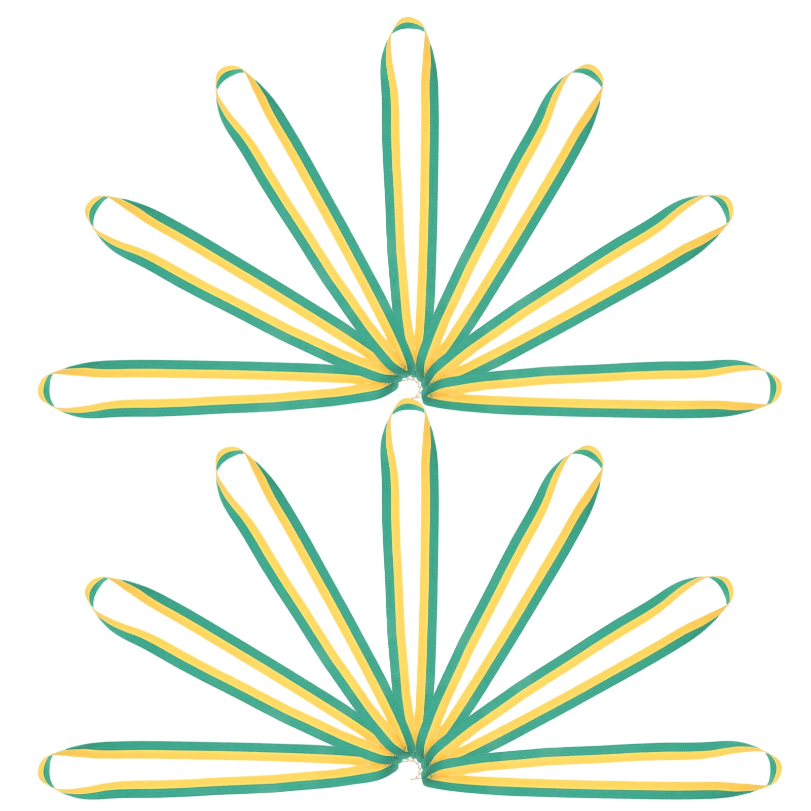 

20Pcs Medal Lanyards Yellow Green Striped Snap Clips Flat Neck Ribbons Award Ribbons for Sports Competitions Meetings Party