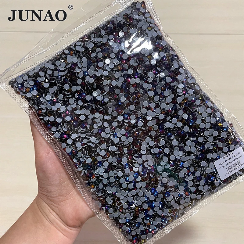 JUNAO SS3 - SS50 all\'ingrosso grande cristallo AB Strass di vetro Hotfix Flatback ferro su Strass pietre Hot Fix