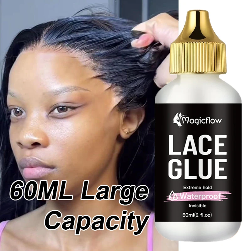 Pegamento de encaje para peluca resistente al agua de 60 ml/2 fl.oz: sujeción fuerte, invisible, de secado rápido y fácil eliminación, adhesivo sin olor para todas las pelucas