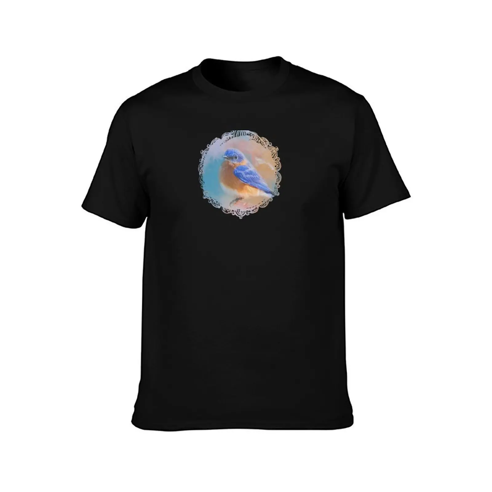 Eastern Bluebird T-Shirt, Summer Casual Cotton Tee, Oversized Streetwear Tops, Vintage Graphic Print, Loose Fit Short Sleeve