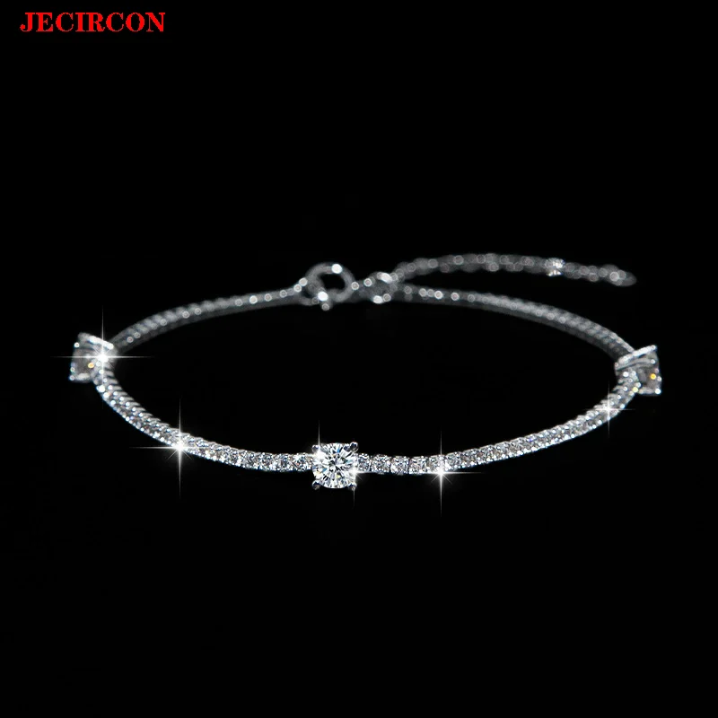 

JECIRCON квадратный браслет из стерлингового серебра 925 пробы с муассанитом для женщин, роскошные модные украшения с бриллиантами для подарка на день рождения, банкет