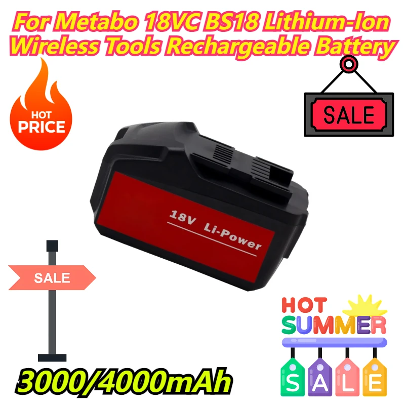 

3000/4000mAh For Metabo 18VC BS18 Lithium-Ion Wireless Tools Rechargeable Battery