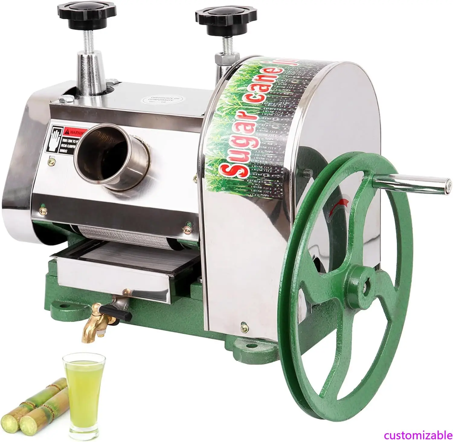 

Соковыжималка для сахарного тростника из нержавеющей стали с 3 роликами для тростника диаметром 2 и выходной способностью 110 фунтов