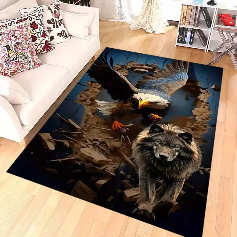 Eagle and Wolf Design Carpet Eagle and Wolf Pattern Suitable for Living Room Bedroom Office and Other Bedroom Decoration Carpet