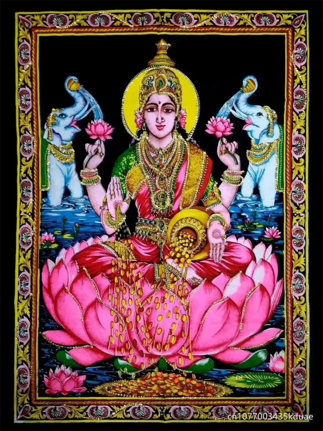 Ganesha Mandala Tapestry Wall Hanging - Elephant God Hindu Decor Bohemian Living Room Bedroom Yoga Studio Art Cloth