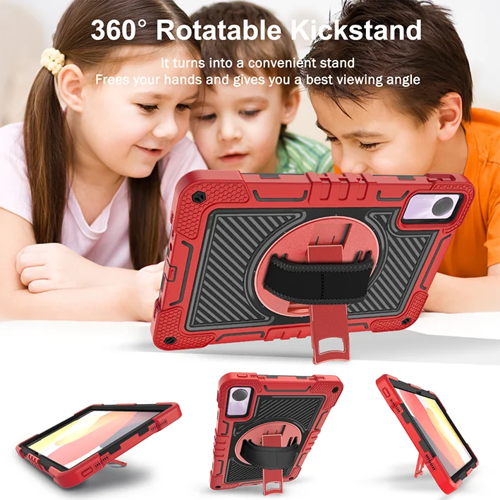 360 Rotating Case For Xiaomi Pad 6 Pro 2023 Redmi Pad SE 10.61 11 inch Kickstand Cover Shockproof With Hand Shoulder Straps Capa