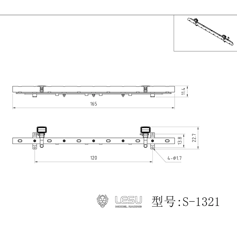 Caminhão rc 1/14 holofote liga de alumínio led pólo luz S-1321 para tamiya 1/14 rc trator caminhão basculante acessórios peças modelo diy
