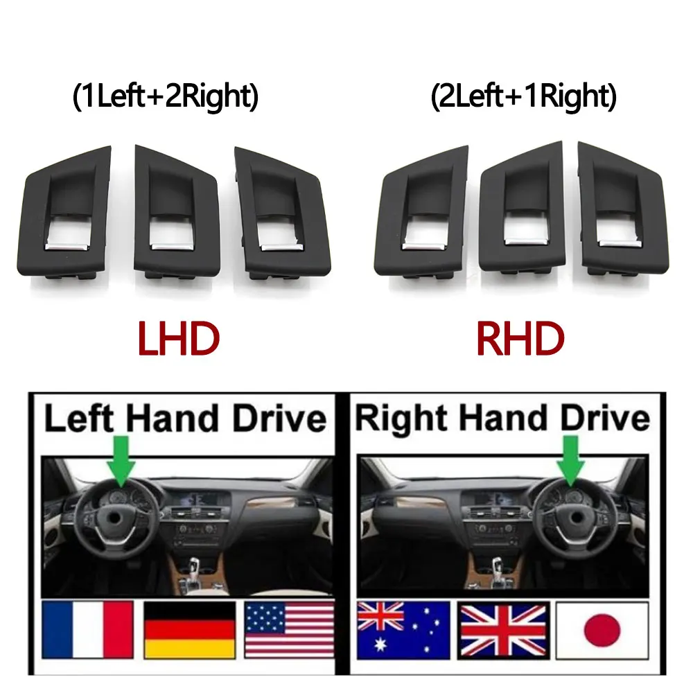 3pcs Set Car Interior Passenger Door Window Lift Adjust Switch Button Cover Trim For BMW 5 Series F10 F11 F18 520i 523i 525i 528 view 4
