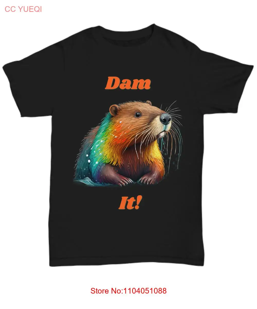 Dam It - Popular Funny Beaver Image on Black T-Shirt - Unisex Tee