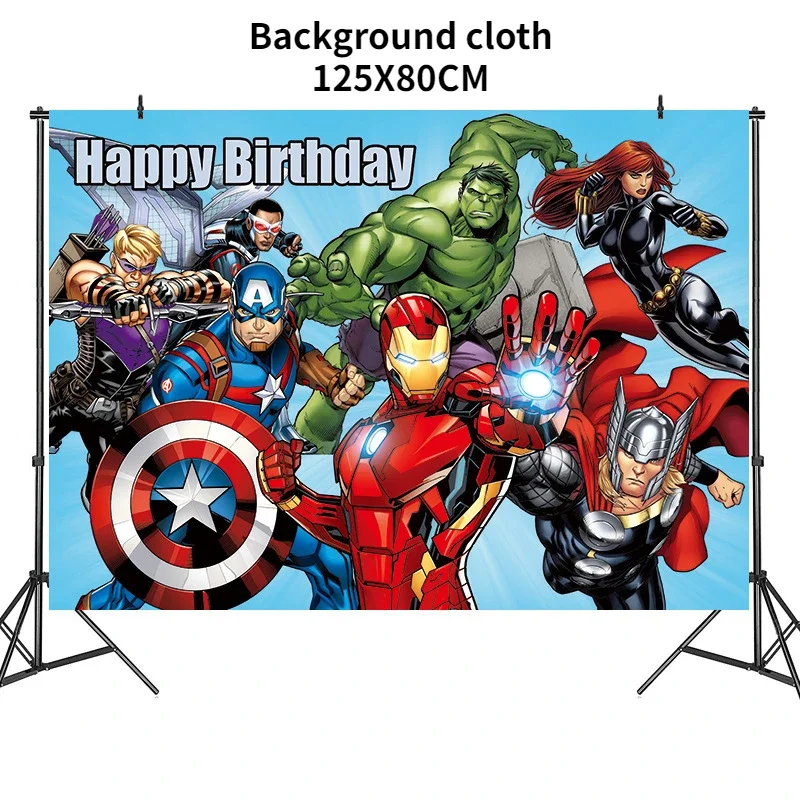 Avengers Childres dekoracje urodzinowe jednorazowe zastawy stołowe tło 3D SpiderMan Iron Man balon superbohater Party Supplie