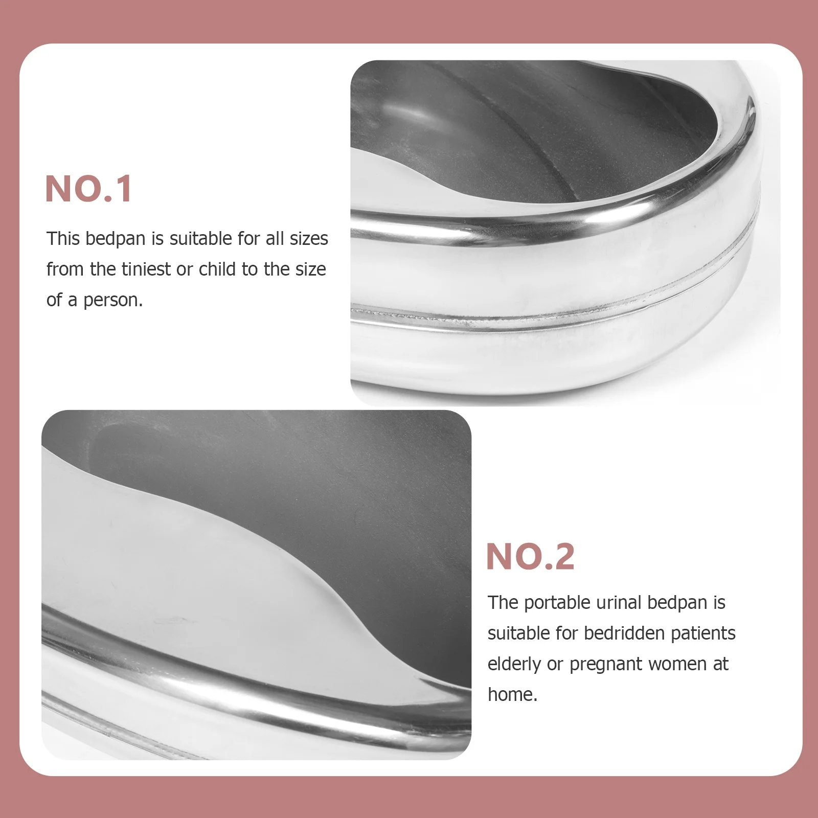 

1pc Stainless Steel Bedpan Durable Horizontal Design For Bedridden Patients Elderly Portable Urinal Easy Clean Metal Bed Pan