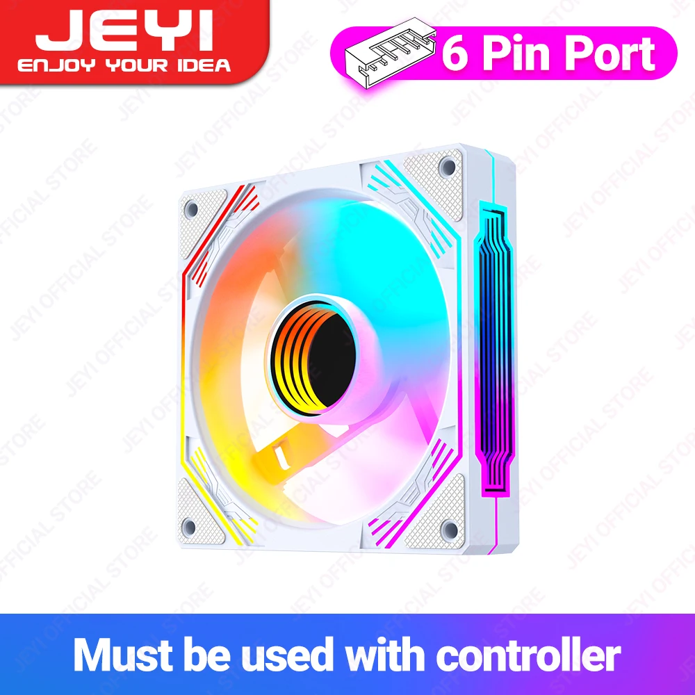 JEYI RGB-koelventilatoren 120 mm computerbehuizing Hoge prestatieventilatorset 6-pins pc-ventilatorkoeler Stille radiator met ARGB-controller