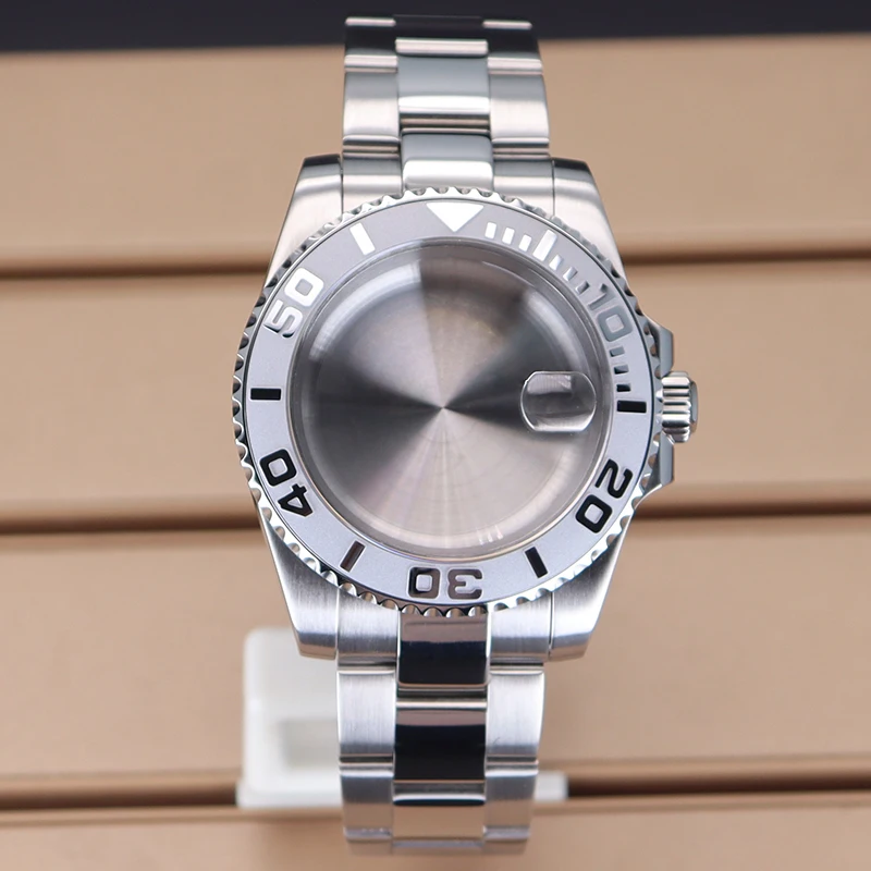 Silver Yacht Design Sapphire Glass Waterproof Watch Case Bracelet For Seiko NH35 NH36 ETA 2824 Miyota 8215 Movement 28.5mm Dial