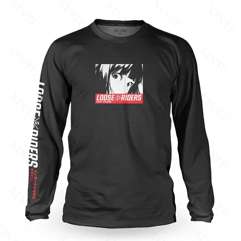 Camiseta holgada de manga larga para hombre, Jersey técnico para motocicleta, DH, chándal para campo traviesa, BMX, MTB, bicicleta de montaña, camisa de carrera de resistencia