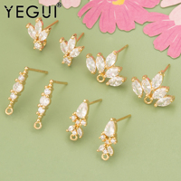 YEGUI MD94,jewelry accessories,18k gold rhodium plated,copper,zircons,hand made,charms,diy earrings,jewelry making,6pcs/lot