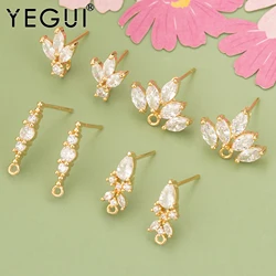YEGUI MD94,jewelry accessories,18k gold rhodium plated,copper,zircons,hand made,charms,diy earrings,jewelry making,6pcs/lot