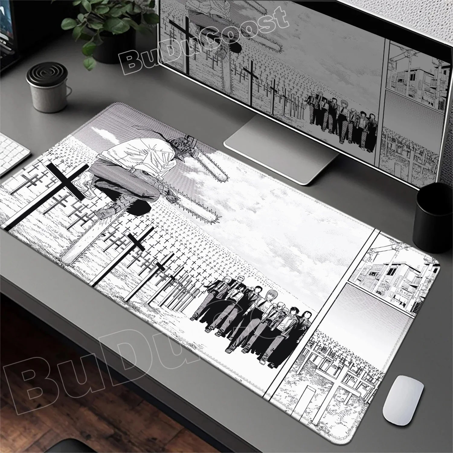

Fashion Cool Pretty Chainsaw Man Mousepad Non-slip Mouse Pad 900x400mm Keyboard PC Denji Makima Hayakawa Aki Power Cute Desk Mat
