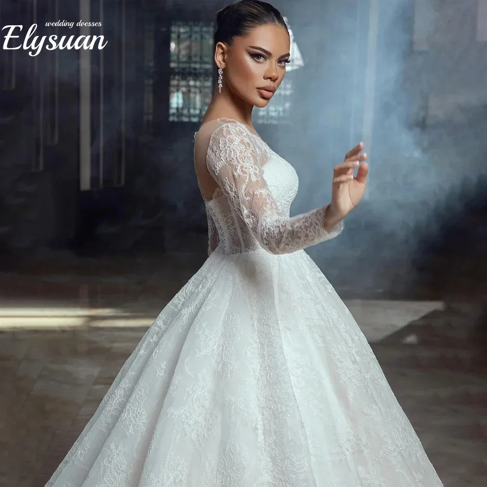 Элегантное бальное платье по индивидуальному заказу, классическое кружевное свадебное платье с длинными рукавами, платье принцессы невесты, Vestido De Novia