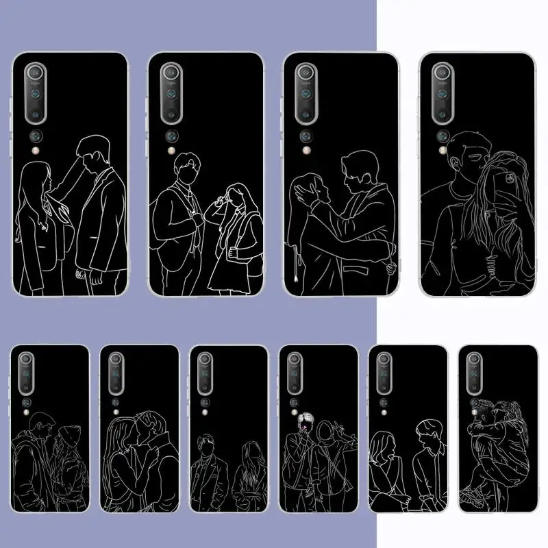 FHNBLJ Abstract Couple Line Drawing Phone Case for Samsung S21 A10 for Redmi Note 7 9 for Huawei P30Pro Honor 8X 10i cover