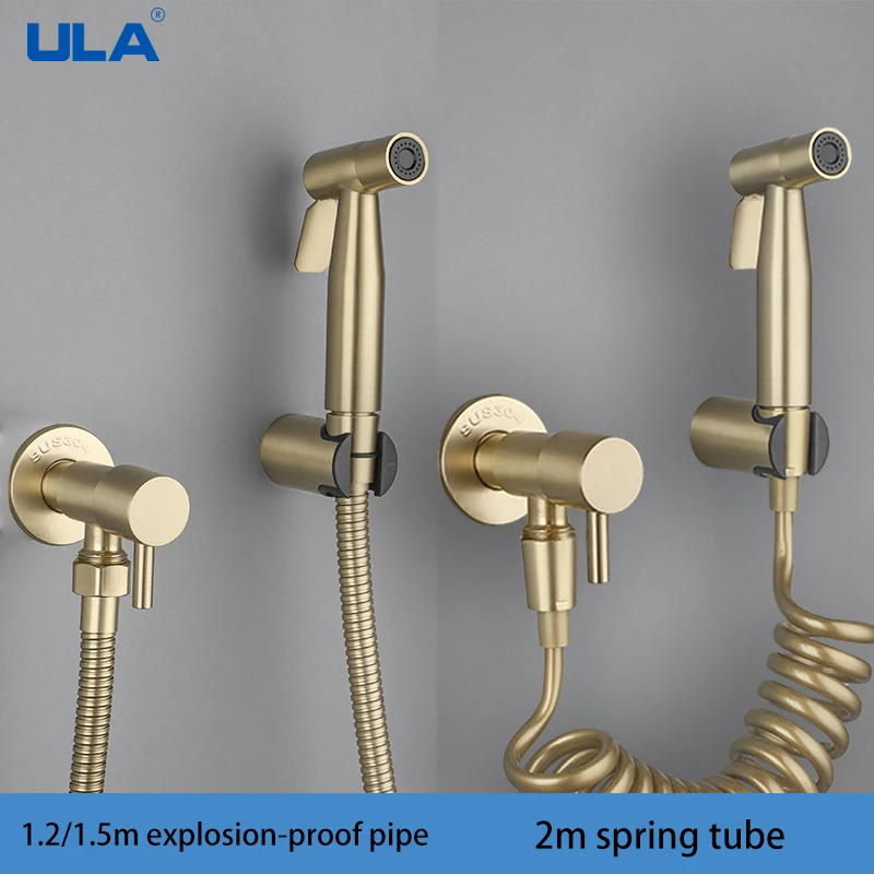 ULA Gold Handheld Bidet Sprayer Set Stainless Steel Toilet Faucet Bathroom Shower Head Hygienic Shower Self Cleaning