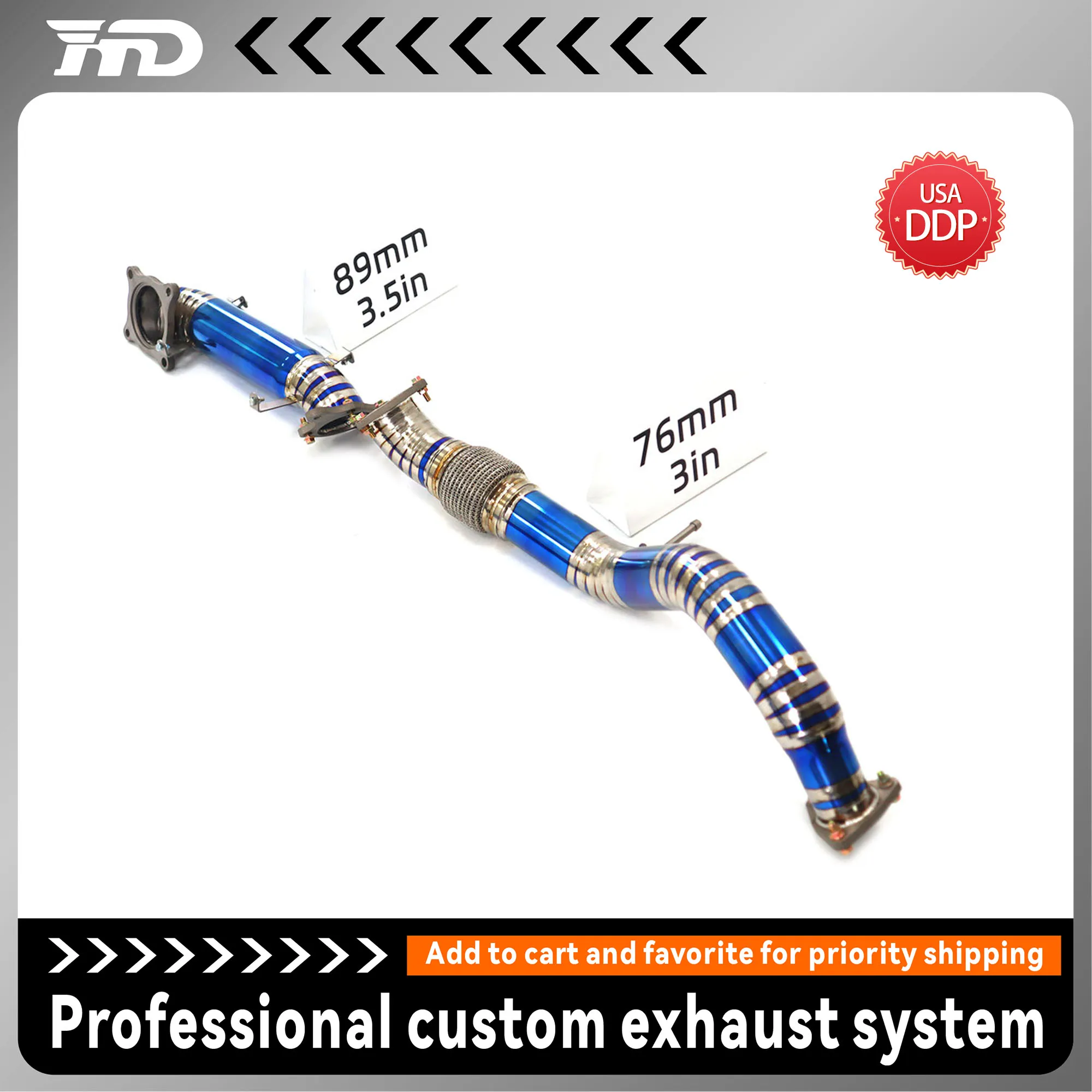 

for Honda Civic Type-R FL5 Downpipe Front Pipe Ti Catless 200 Cell High Flow Cat Race Exhaust