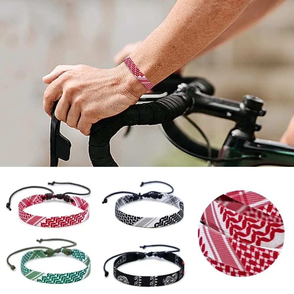 2024 Fashion Arabic Scarf Style Woven Bracelet For Women Men Handmade Ethnic Wave Dot Colored Ribbon Bracelets Jewelry W3K5