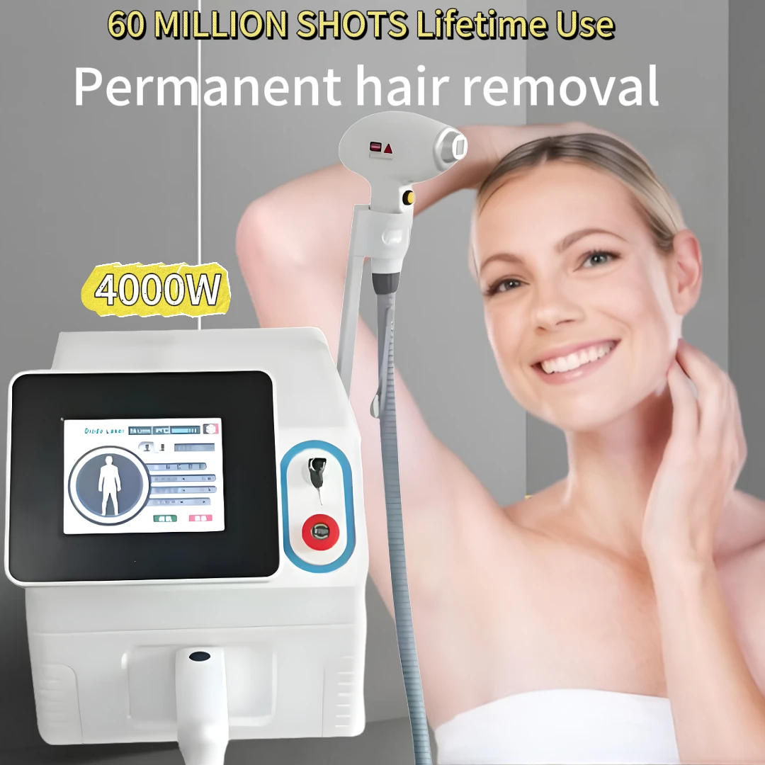 

Diode Laser Hair Removal 4 Wavelengths Ice Cooling Painless Permanent Hair Remover for All Skin Types Face Body Bikini At Home C