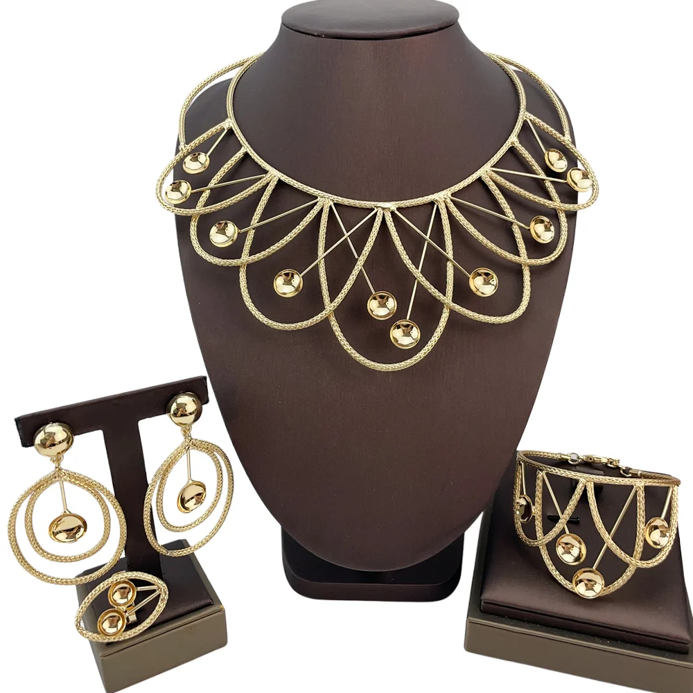 

Brazilian Simple Style African Bride Light Weight Colorful Necklace Latest Luxury Jewelry Set For Women Party FHK22684