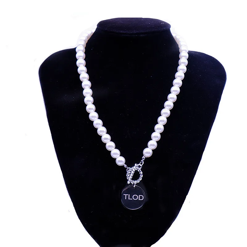 Choker Statement Pearl Strand Stainless Steel Laser Letter Tlod Society Necklaces For Women Gifts