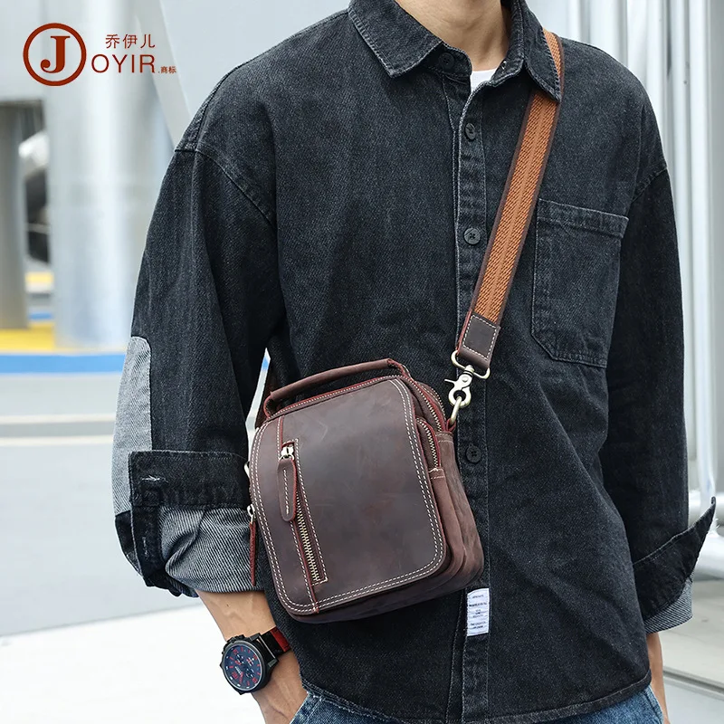 

Men's Messenger Bag Crazy Horse Leather Vintage Belt Bag Wholesale Multi-Functional Shoulder Bag Men's Real-Leather Bag Waist Ba
