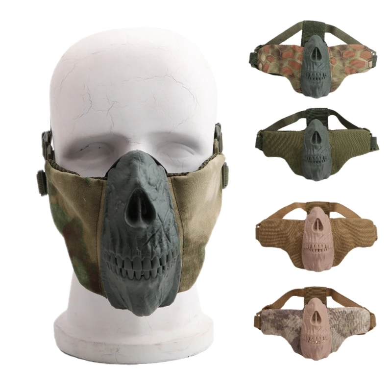 قناع ZLang للهالوين للتدريب التكتيكي نصف قناع قتالي خارجي للعبة Cs العسكرية قناع وجه جمجمة رعب للرجال #1