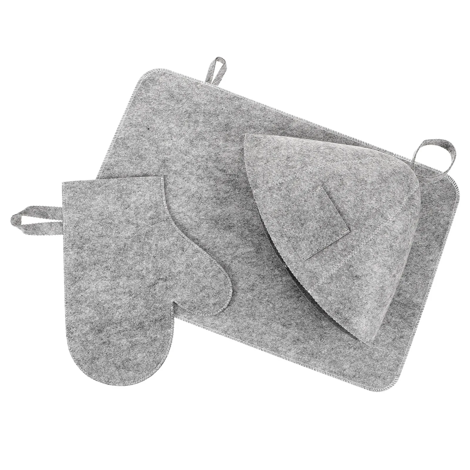 

1Set Felt Sauna Hat Glove Mat Set Cozy Hair Protector Breathable Sauna Bathroom Accessory Women Shower Caps Felt Mat