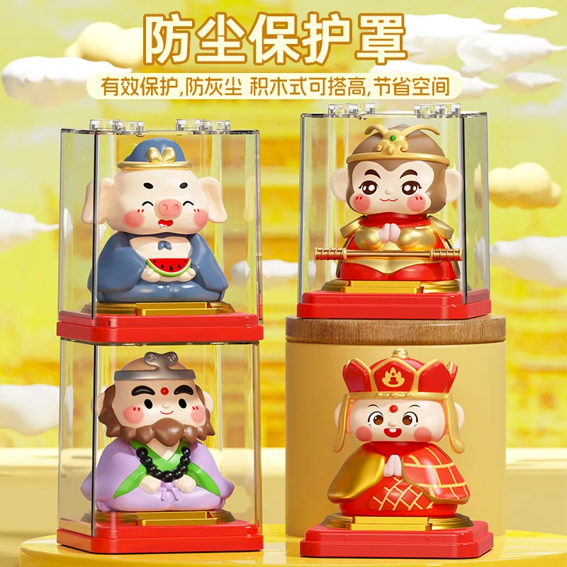 Solar-Powered Automatic Nodding Home Car Decorations Artwork Figurine Tang Sanzang and His Disciples Desktop Ornaments Best Gift