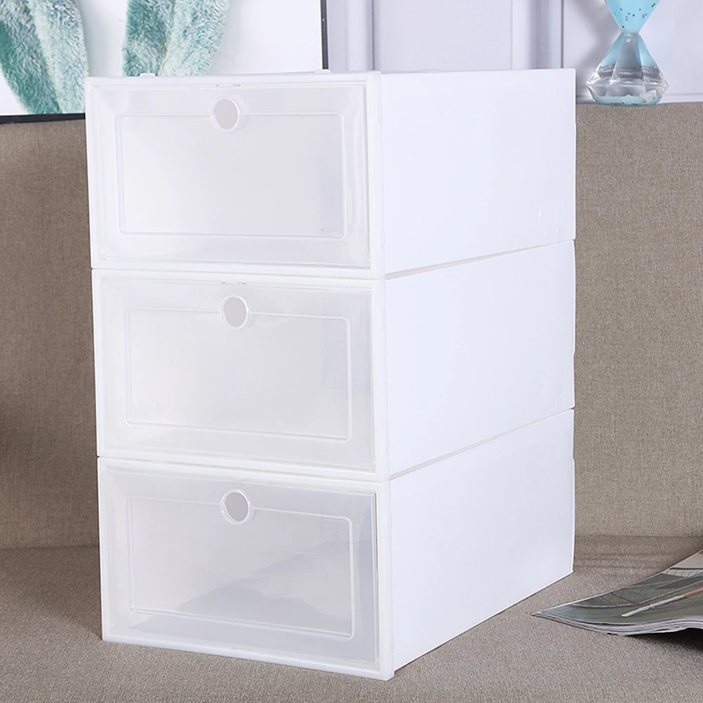 

6 Pcs Organizer Shoe Box Case Bins Storage Stackable Pp White Plastic Boxes Clear