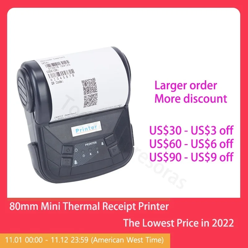 

New DC5V USB 3" 80mm Mini Thermal Receipt Printer Bluetooth-Compatible Portable Printer Support PC Android IOS Printer