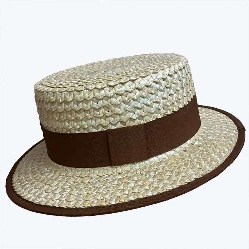 

New spring and summer hats children's flat-topped small top women's hand-woven
