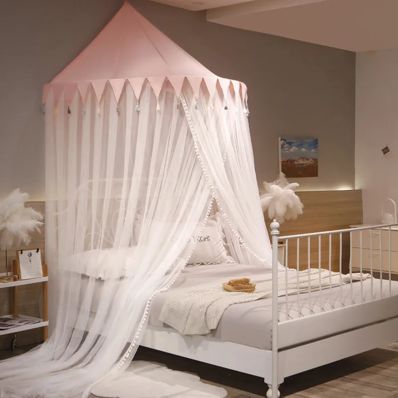 

Removable and Washable Ceiling Semi-round Mosquito Net Beautiful Color Tassel Children's Princess Bed