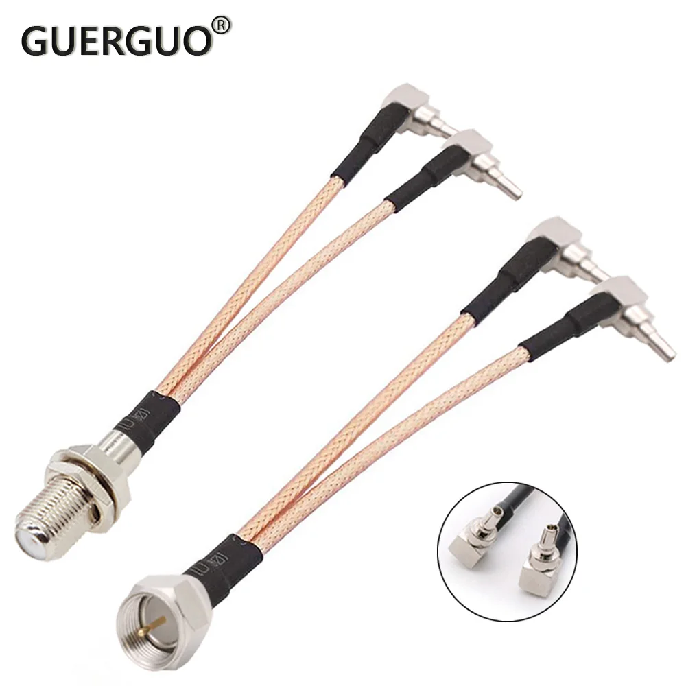 

RF Coaxial RG316 Cable Pigtail F Female F Male to 2xCRC9 / TS9 Male Connector 1to2 Y Type Splitter Combiner Modem Router Antenna