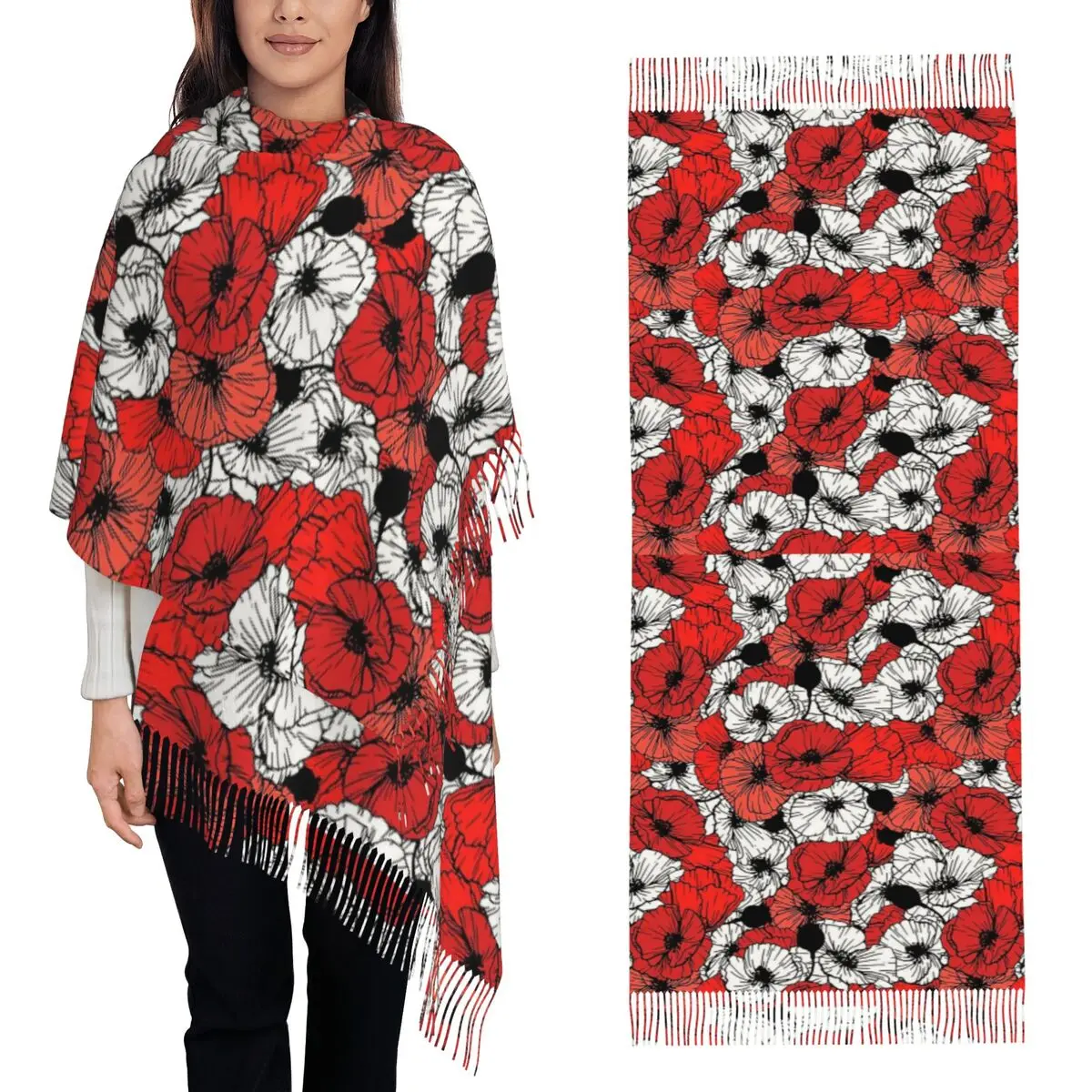 

Poppy Gard Scarf Tassel Scarves for Women Soft Warm Shawls and Wraps Long Fall Winter Shawl Wrap