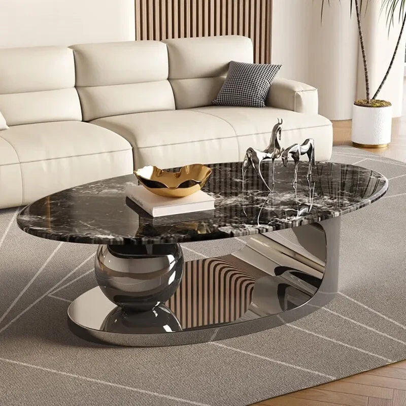 Slab Rock Small Coffee Table Living Room Luxury Black Modern Coffee Table