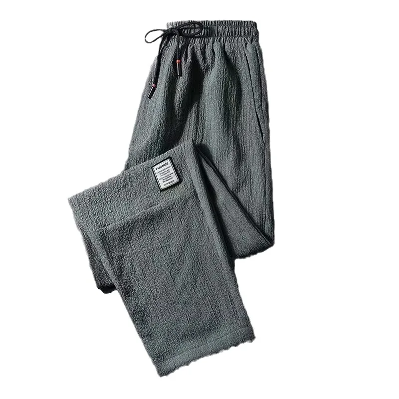 

Men's Ice Silk Work Pants Loose Thin Breathable Qui Dry Sports Big Size plus Size Straight Leg Casual Pants for Office