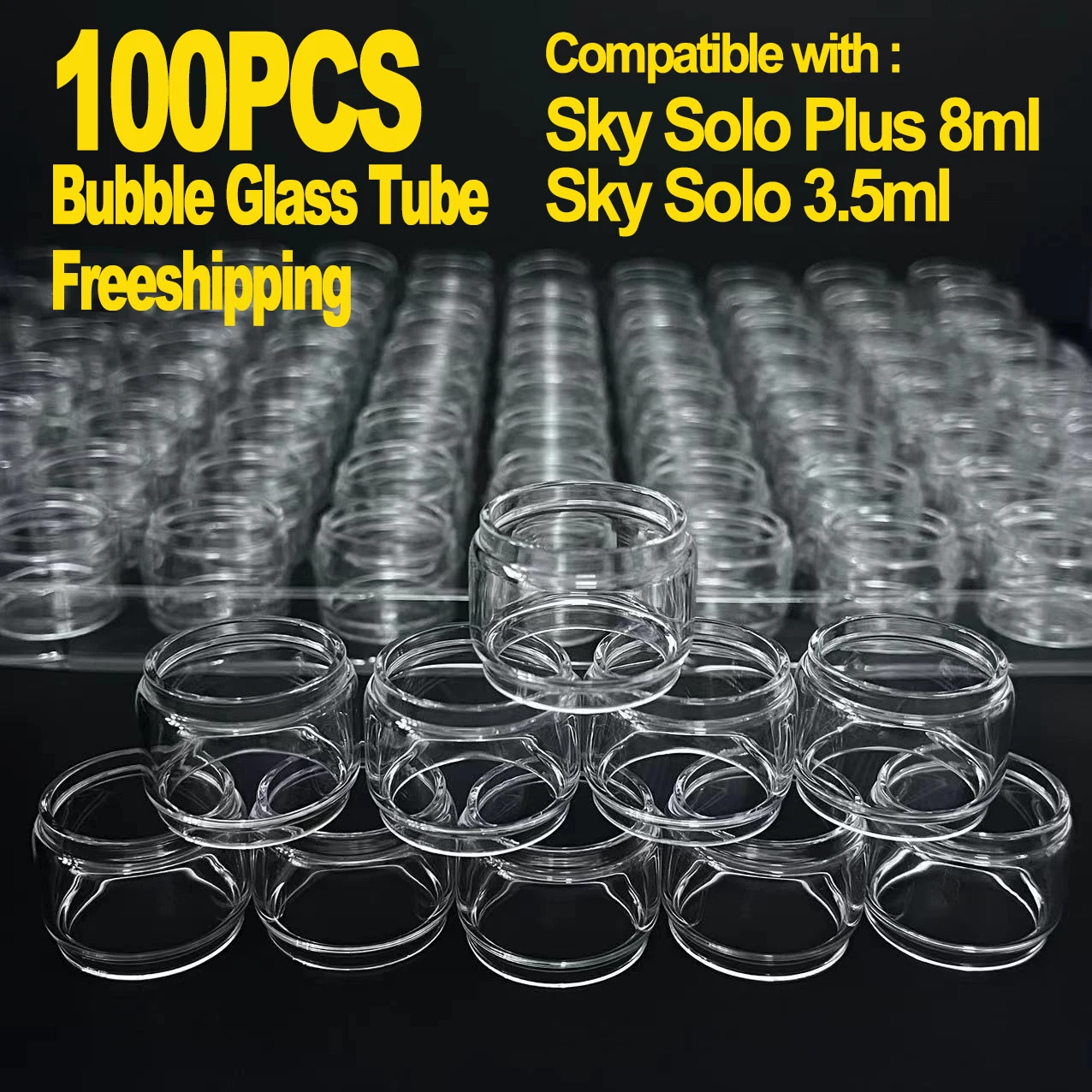 

100pcs Glass Cup Tank for Sky Solo Plus 8ml / Sky Solo 3.5ml Fatboy Bubble Bulb Glass Tube Freeshipping