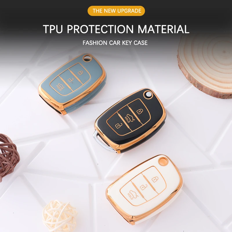 New Soft TPU Fold Car Key Case Cover Shell For Hyundai Tucson Sonata Santa Fe Elantra Accent Solaris Verna ix25 ix35 i20 i30 i40