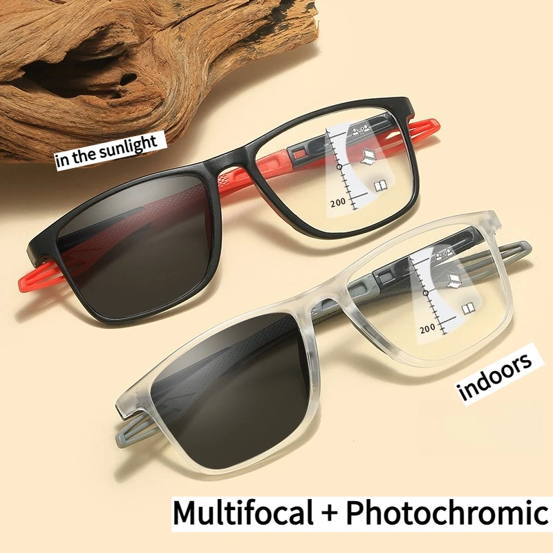 Multifokale photochrome Lesebrille TR90 Herren sehen weit und nah an. Brillen Progressive Sport TR90 Rahmen Anti-Blaulicht ﻿