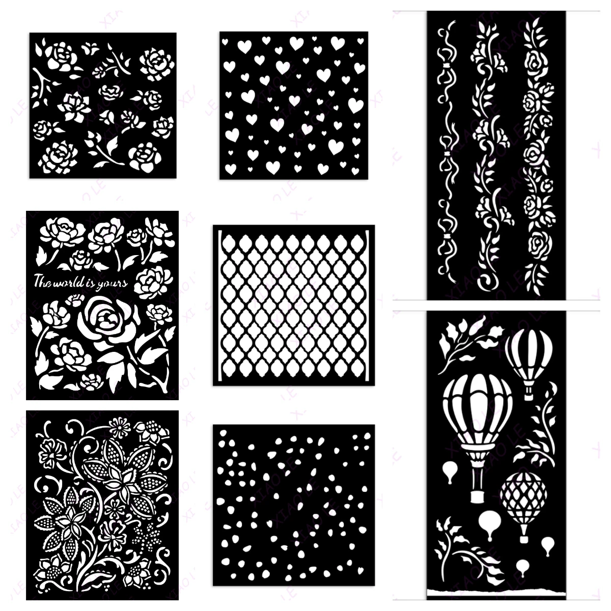Plantillas de textura de red con textura de pétalos, bricolaje, pintura de pared, libro de recortes colorear, álbum en relieve, plantilla de tarjeta de papel decorativa